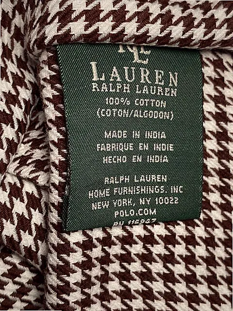 2 Ralph Lauren Houndstooth Std Pillow Shams Buttons