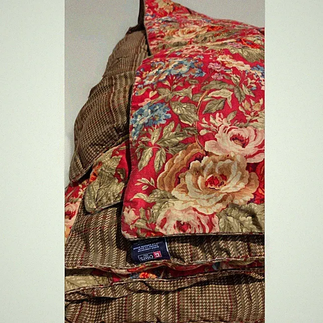 90s Ralph Lauren Chaps Summerton Floral Houndstooth Reversible Queen Comforter