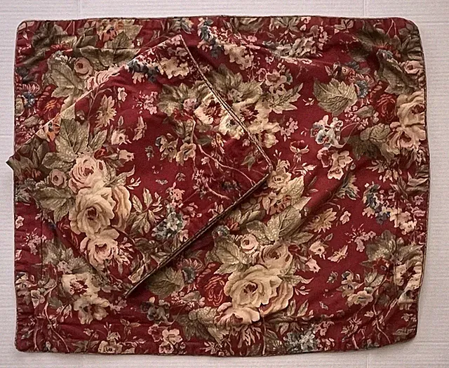 Chaos Ralph Lauren Summerton 2 Standard Pillow Shams Red Floral Houndstooth Back