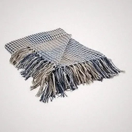 Design Imports CAMZ11398 French Blue & Grey Houndstooth Plaid Blanket Throw