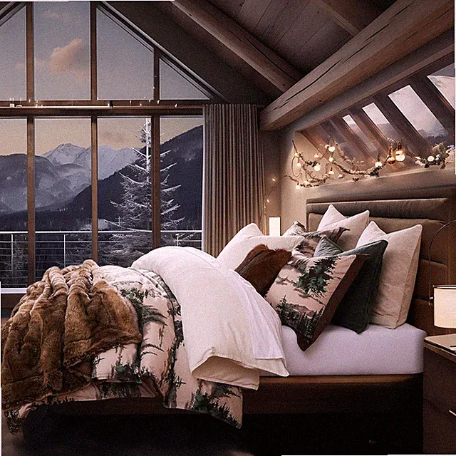 Lodge Comforter Set with Pillow Shams - Queen Rustic Forest Bedding Set