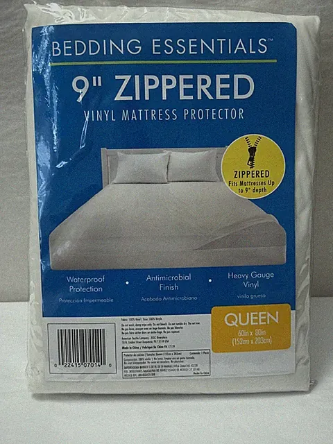 NEW Bedding Essentials 9” Zippered Vinyl Mattress Protector QUEEN 60 X 80 (R4)