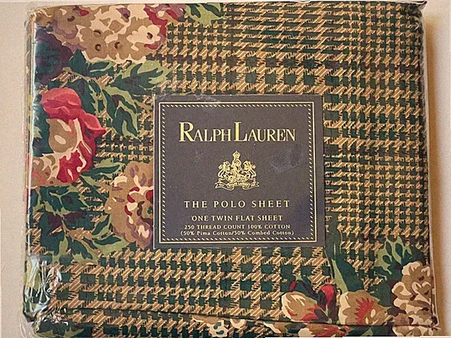 NEW! RALPH LAUREN Plaid *CATHERINE Floral *TWIN FLAT SHEET Houndstooth Green