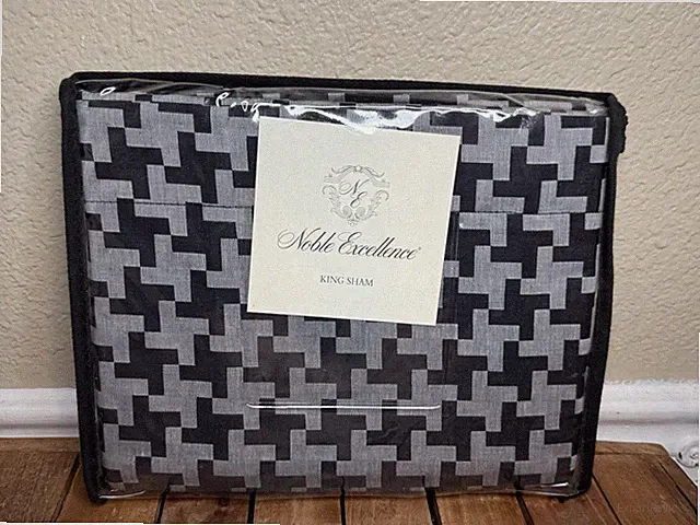 Noble Excellence Houndstooth Black & Gray King Sham Portugal