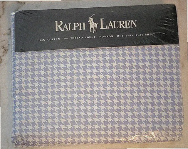 NOS Vintage Polo Ralph Lauren "Addison" Houndstooth Flat Sheet-Twin Size [1224]
