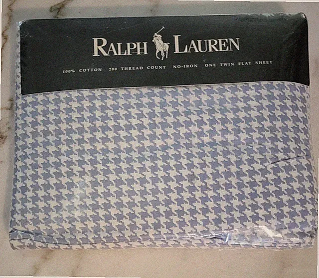 NOS Vintage Polo Ralph Lauren "Addison" Houndstooth Flat Sheet-Twin Size [1435]