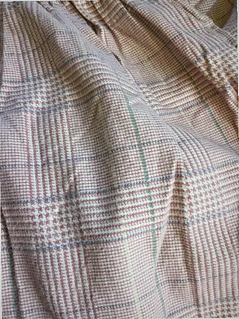 Pair Ralph Lauren TWIN Dust Ruffle Pa Pink Houndstooth With Lt. Blue Stripe