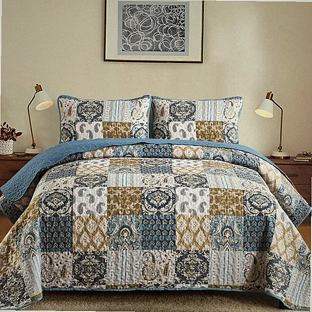 Paisley Patterned/Patchwork/Plaid Bedspread Set for All Season - GG Home