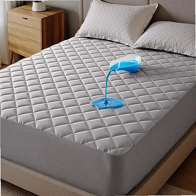 Quilted Mattress Cover Breathable Noiseless Protector Anti-mite Fitted Sheet