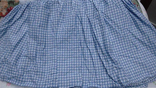 RALPH LAUREN ADDISON-CAL KING BEDSKIRT- BLUE & WHITE-HOUNDSTOOTH-100% COTTON