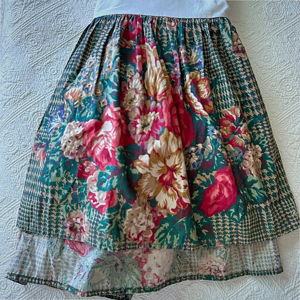 Ralph Lauren Blue Label Catherine Floral Houndstooth Bed Skirt Full ~ NWOT