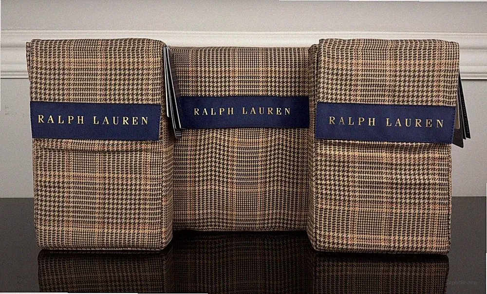 Ralph Lauren Brooks Brown Glen Plaid Houndstooth Duvet Cover Shams Set KING
