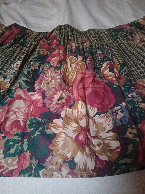 Ralph Lauren Catherine Floral Hounds Tooth Full Bed Skirt 15" Drop Green USA