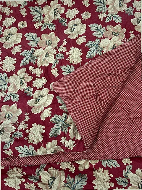Ralph Lauren Chaps SUMMERTON HEAVY Queen Comforter VGC Floral Houndstooth Check