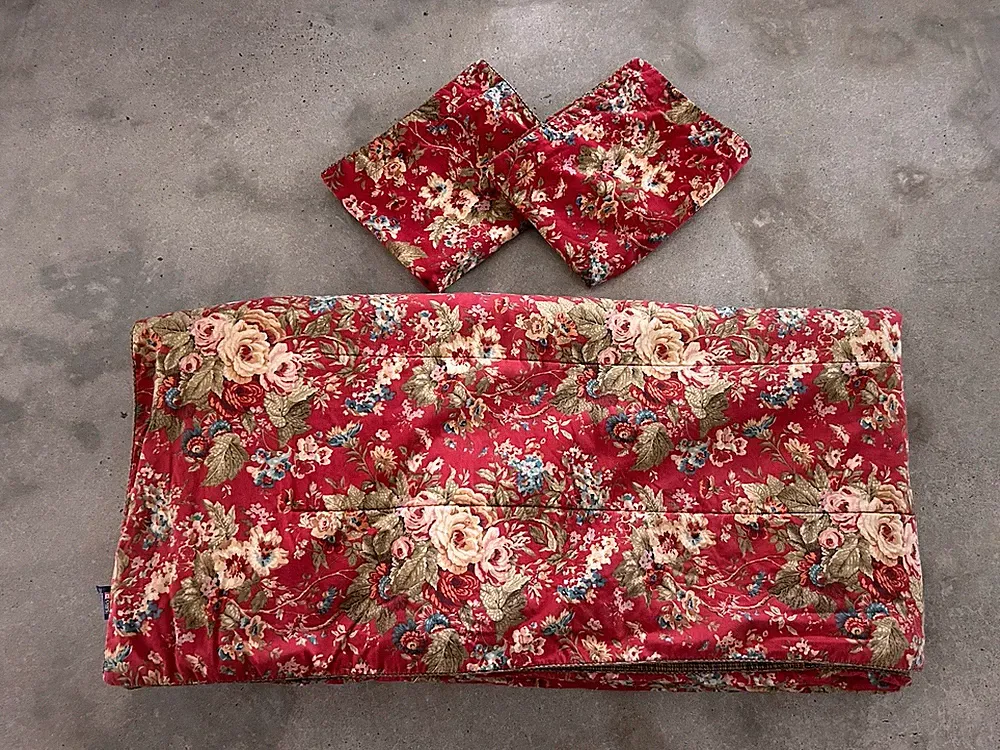 Ralph Lauren Chaps Summerton Red Floral Houndstooth Queen Comforter & Shams