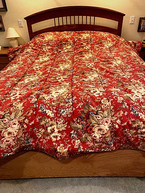 Ralph Lauren Chaps SUMMERTON Red Teal Floral Houndstooth Queen Comforter