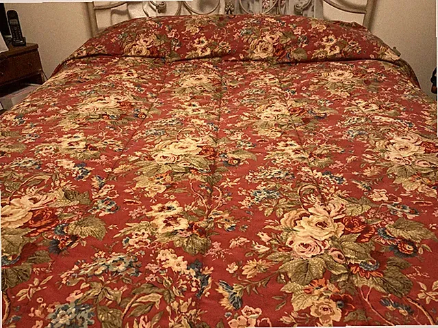 Ralph Lauren Chaps SUMMERTON Red Teal Floral Houndstooth Queen Comforter Set