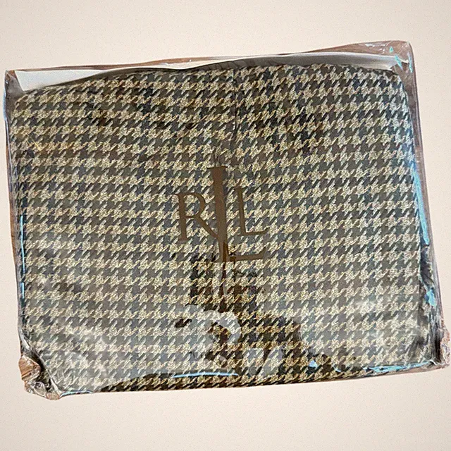 Ralph Lauren Edgefield Check TWIN Bedskirt Olive Houndstooth Rare NWT Sealed New