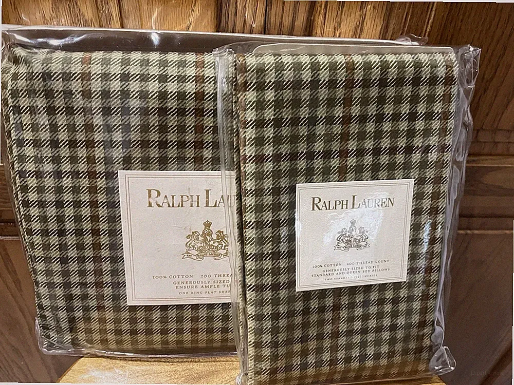 RALPH LAUREN - HOUNDSTOOTH GLENGARIFF KING SHEET SET - 3 PC - NEW -USA