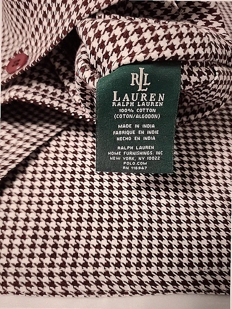 Ralph Lauren Metropolitan Place Houndstooth Brown Pillow Shams King Size