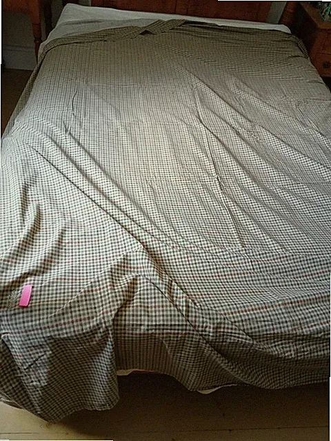 Ralph Lauren Vtg AS IS Houndstooth Queen Flat Sheet 100% Cotton. AS IS W/REPAIR