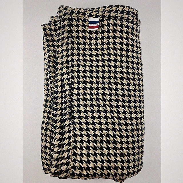 Rare Cremieux Daniel Houndstooth Cotton Queen Blanket Brown Black Large Coverlet