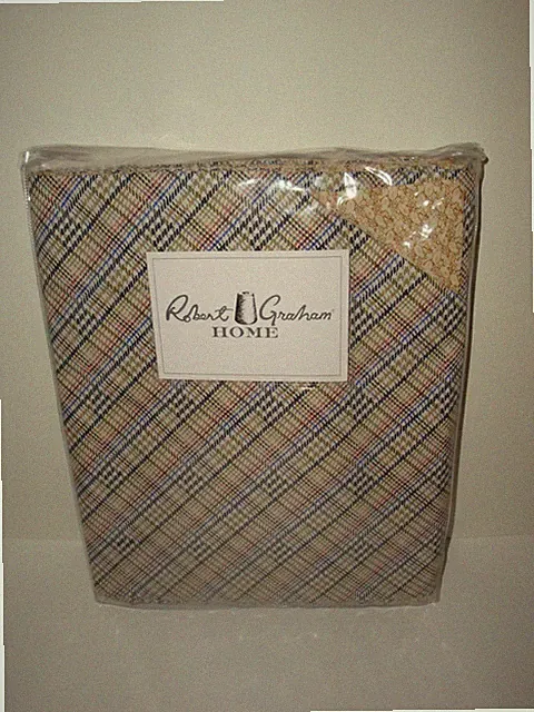 Robert Graham Cheviot Queen Duvet Cover Houndstooth Plaid Paisley Reverse Cotton