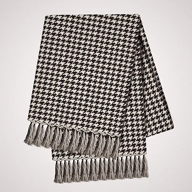SARO LIFESTYLE Houndstooth Design Throw Blanket, Black, 50"x60"