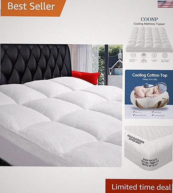 Soft and Supportive King Pillowtop Mattress Pad - Machine Washable Convenience