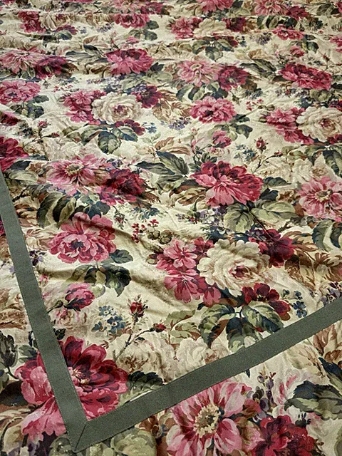 VTG Chaps Ralph Lauren Rosemont KING Comforter Rose Floral Houndstooth Cotton