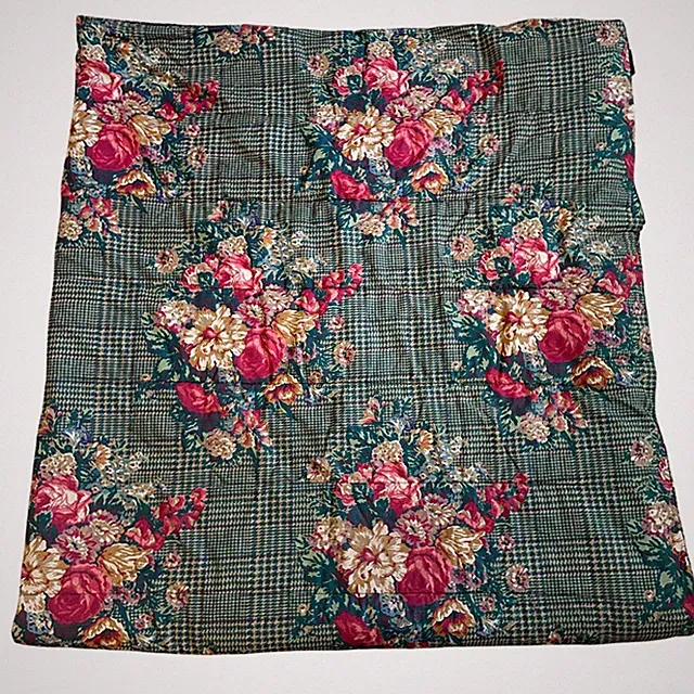 VTG Ralph Lauren Catherine King Comforter 2 Shams Set Green Floral Houndstooth