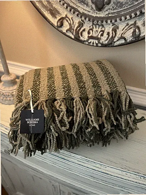 Williams Sonoma Houndstooth Wool Throw Green NWT OPEN BOX
